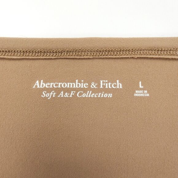 NWT Abercrombie Long Sleeve Seamless Fabric Keyhole Bodysuit Camel Tan 90s Y2k - Picture 7 of 9